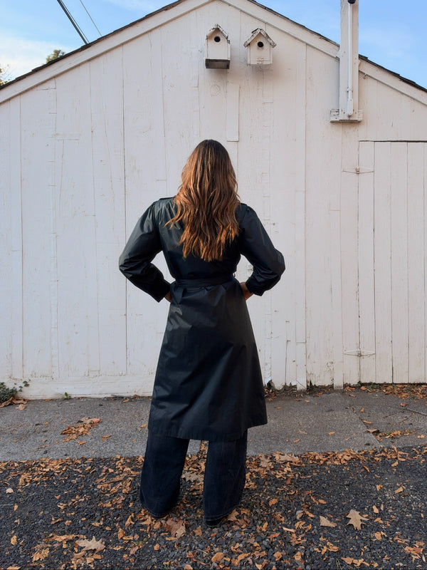 Black vintage trench back