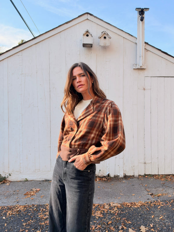 Vintage Handmade Wool Plaid Jacket