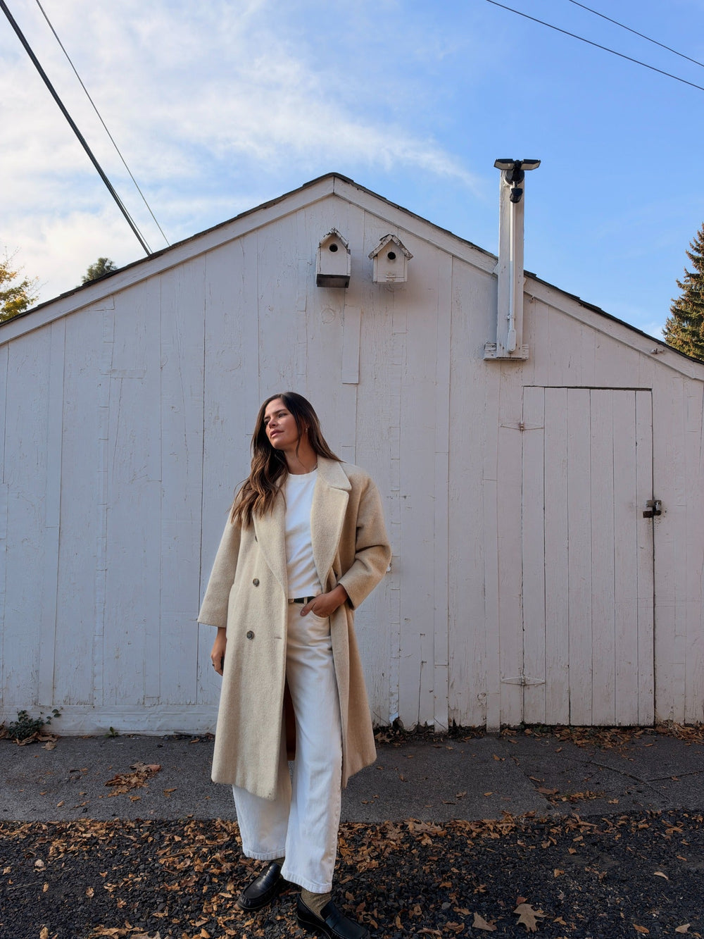 Oatmeal vintage wool mohair long coat open front