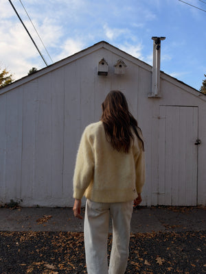 Vintage yellow angora cardigan back