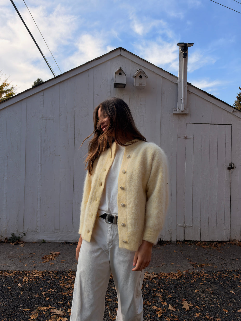 Vintage Butter Yellow Angora Cardigan