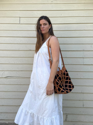 Drawstring Leather Net Bag