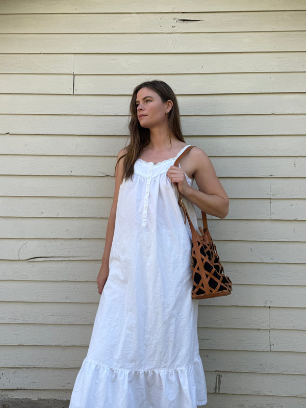 Drawstring Leather Net Bag