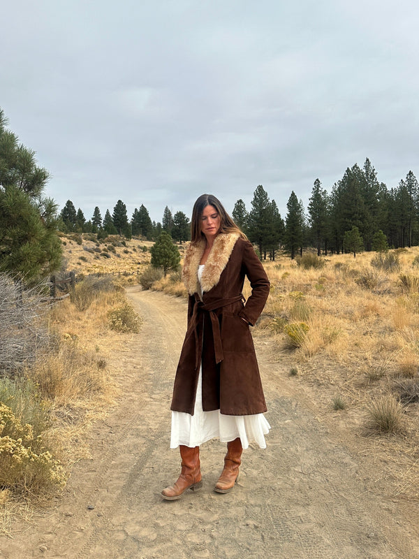 70s Suede Belted Coat