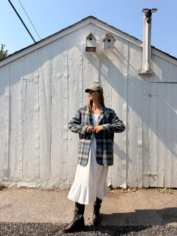 Vintage Wool Plaid Blazer