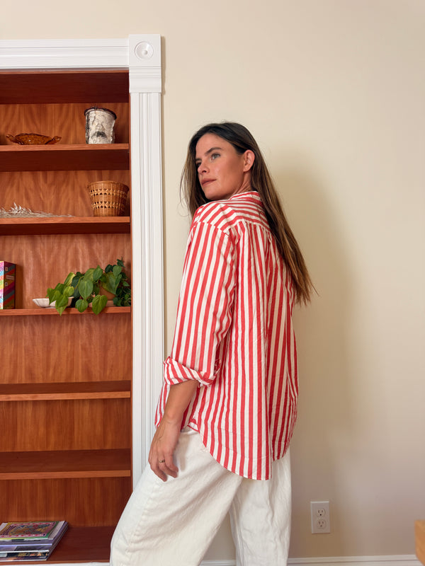 Sézane Striped Button-Down Shirt