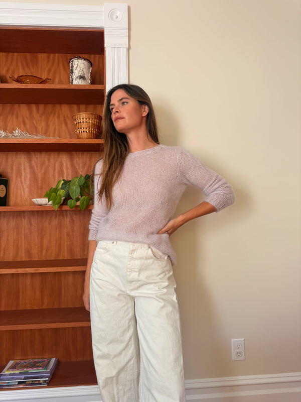 Vintage Hand-Knit Lilac Mohair Sweater