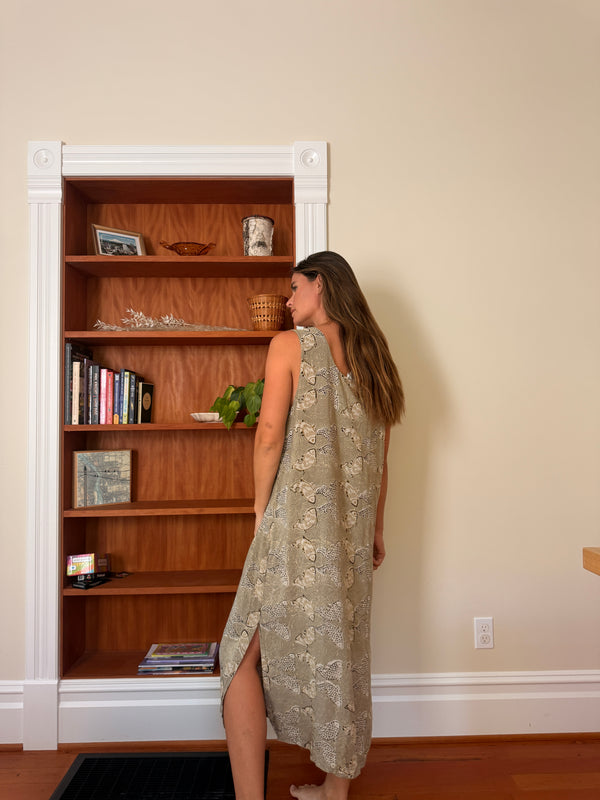 Vintage Fish Print Maxi Dress