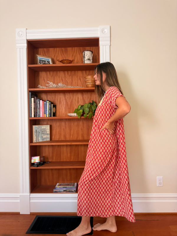 Vintage Cotton Printed Maxi Dress