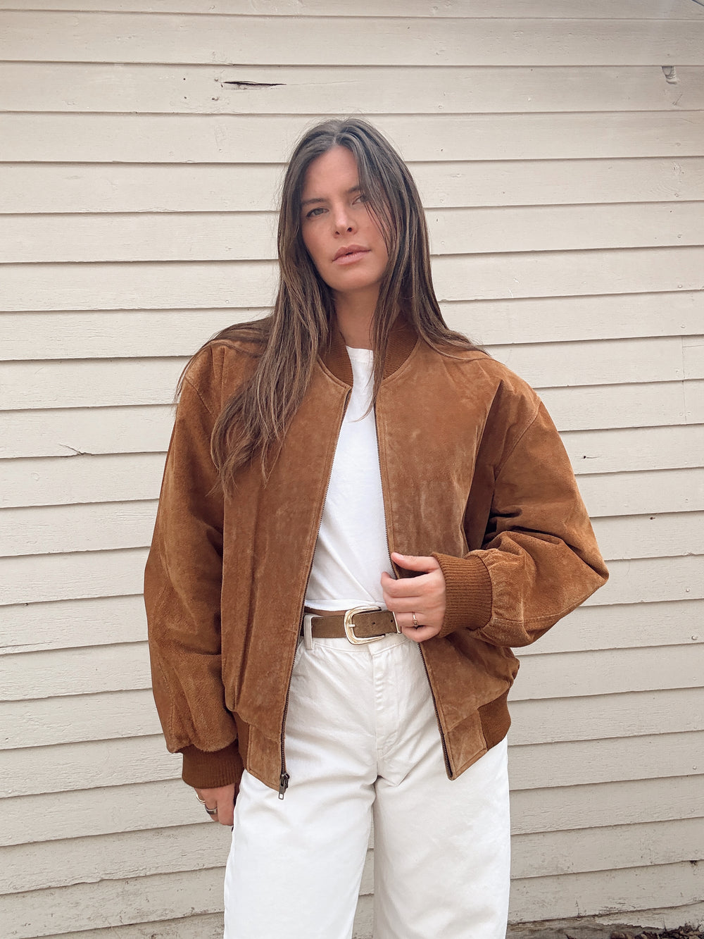Vintage Suede Bomber Jacket