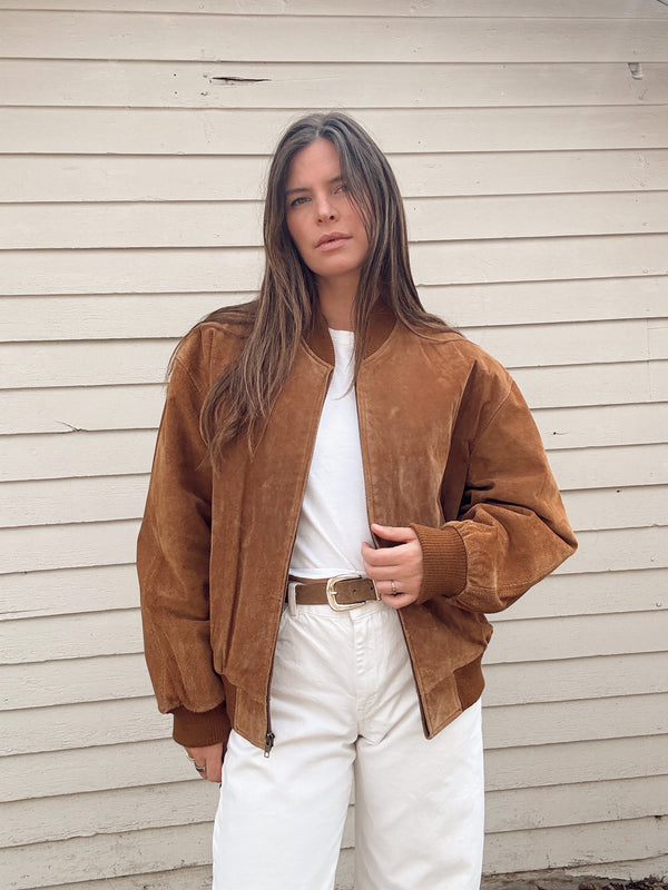 Vintage Suede Bomber Jacket