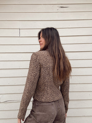 Vintage Silk Leopard Print Blazer