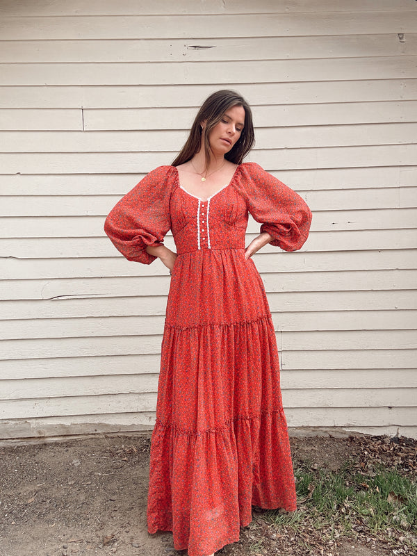 Vintage Floral Prairie Dress