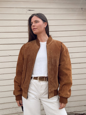 Vintage Suede Bomber Jacket