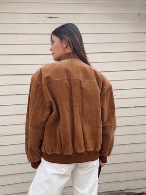 Vintage Suede Bomber Jacket