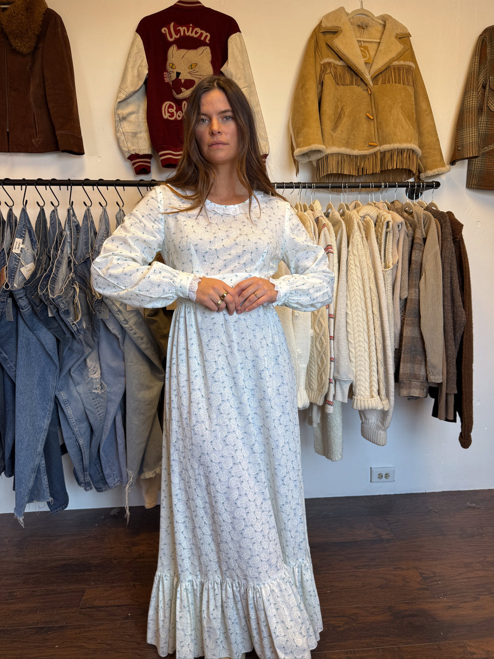 70s Handmade Long Sleeve Dress