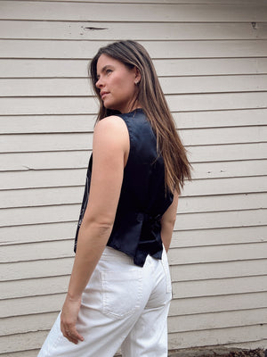 Vintage Embroidered Suede Vest