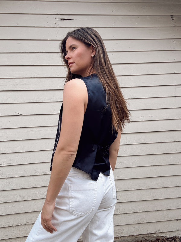 Vintage Embroidered Suede Vest
