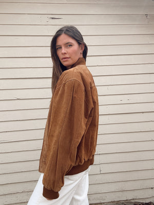 Vintage Suede Bomber Jacket