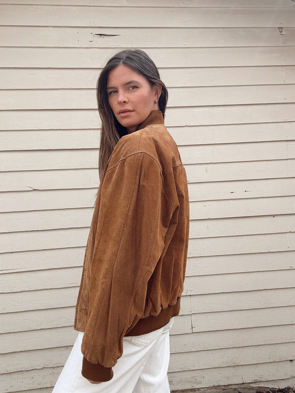 Vintage Suede Bomber Jacket
